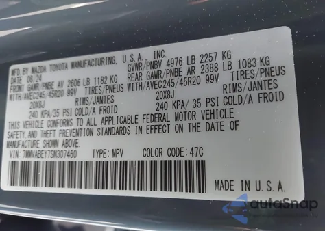 2025 Mazda Cx-50 2.5 Turbo Premium Plus Package z USA, uszkodzony, nr VIN 7MMVABEY7SN307460